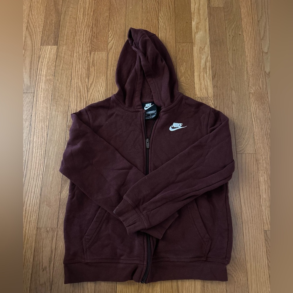 Nike Club Fleece Youth Brown Zip Up Hooded Jacket